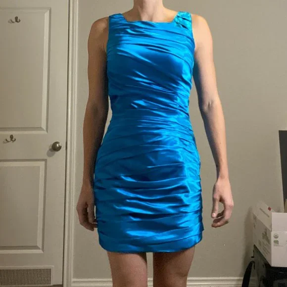 aqua blue satin dress Samira Maxi Dress main image 0